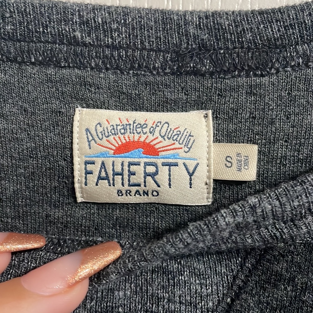 Faherty Dual Knit Crew Sweatshirt Minimalist Preppy Lounge - Picture 6 of 7